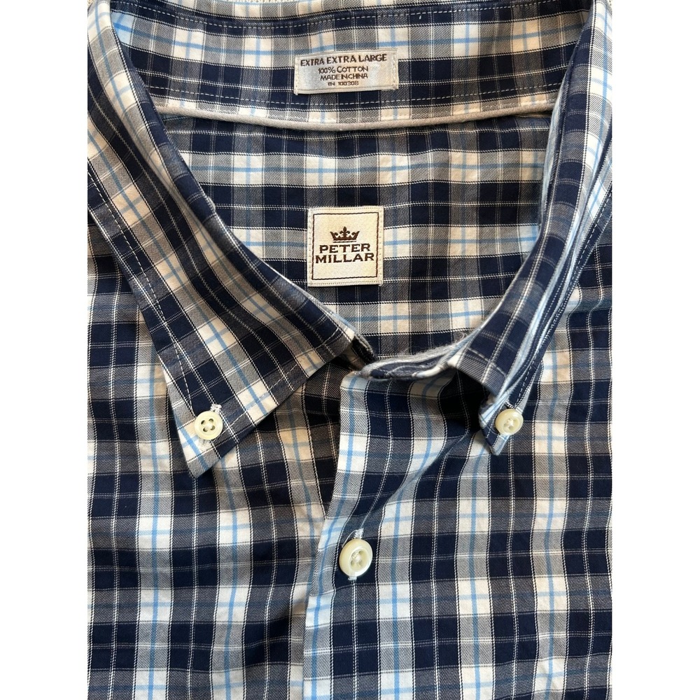 Peter Millar Mens XXL Plaid Button Down Long Sleeve Shirt Classic Fit Big & Tall